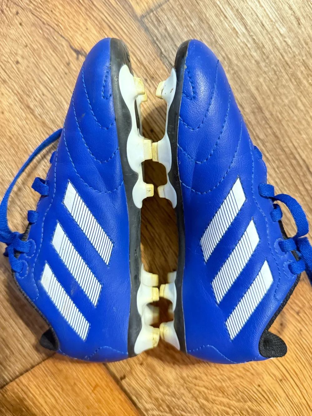Adidas Kids Blue Soccer cleats with White Stripes- size: 12